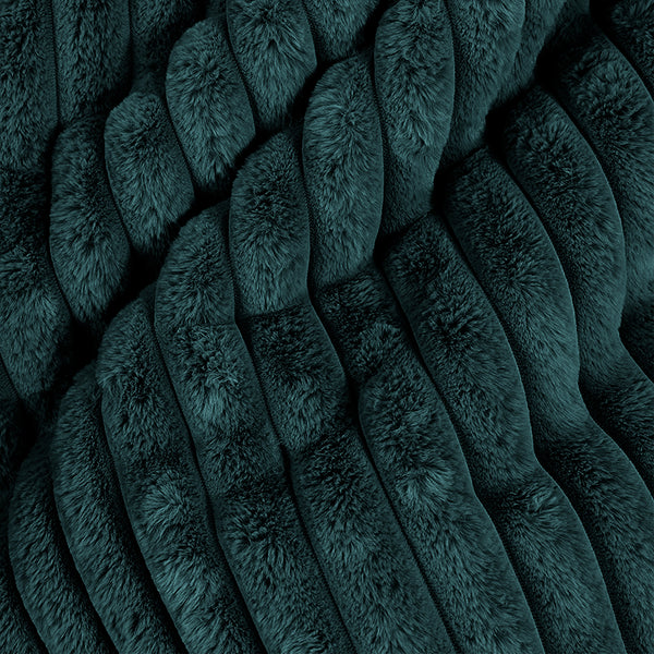 Liten Rund Fotpall - Ultraplyschmanchestertyg Teal Fabric Close-up Image