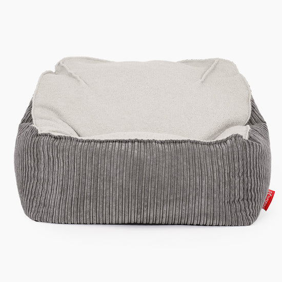 Saccosäckstolen Sloucher - Boucle & Manchestertyg Grafitgrå 02