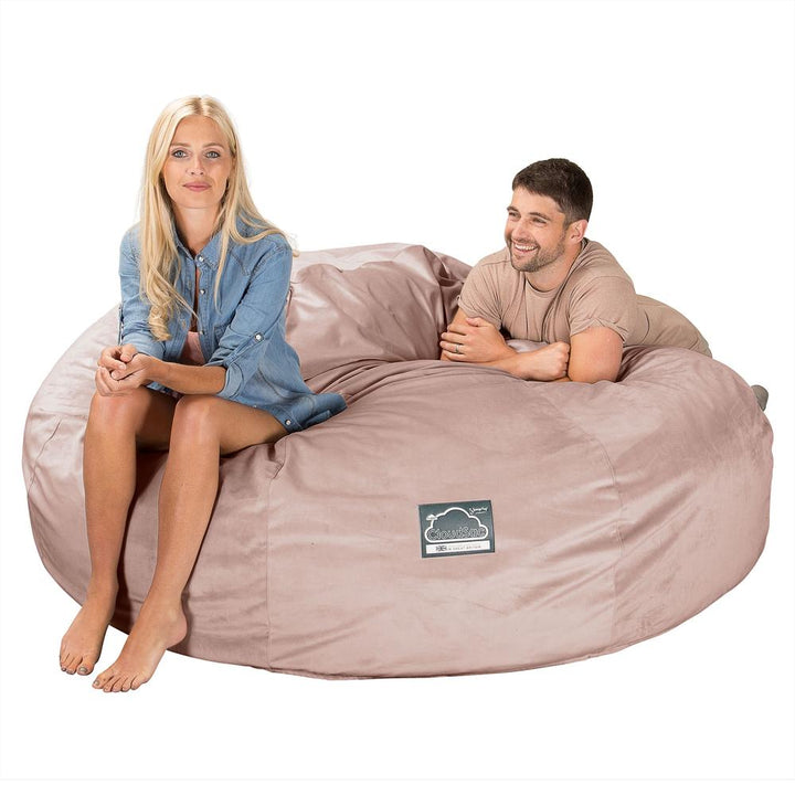 LOUNGE PUG, Dubbel Saccosäcksoffa XXL C3000-L, CloudSac Memoryskum, Sammet Rosa