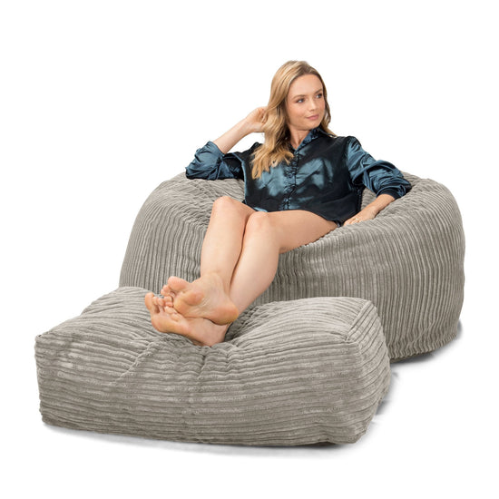 LOUNGE PUG, Jättesaccosäck C510-L, CloudSac Memoryskum (NY DESIGN), Klassisk Manchestertyg Minkbrun