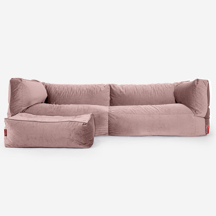 Albert 3-sits Saccosäcksoffa - Sammet Rosa 02