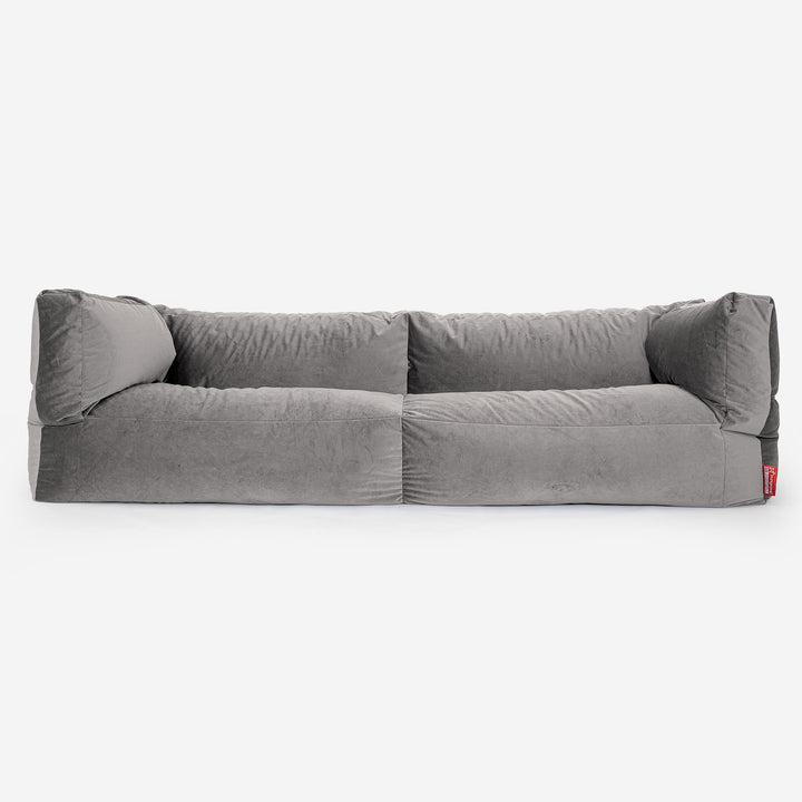 Albert 3-sits Saccosäcksoffa - Sammet Silverfärgad 01