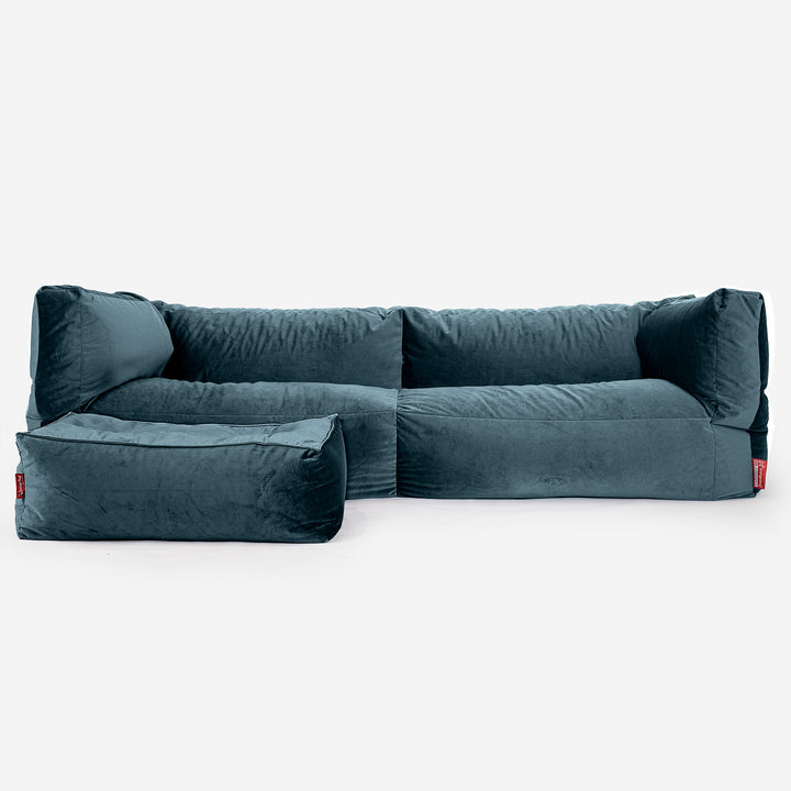 Albert 3-sits Saccosäcksoffa - Sammet Teal 02