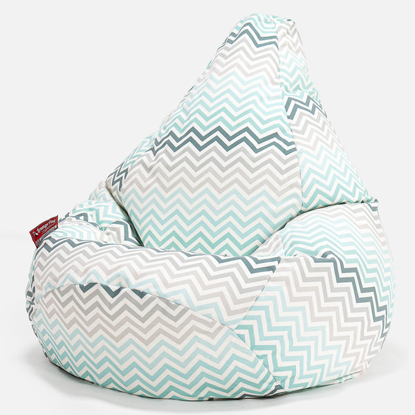 Game Fåtölj Saccosäck - Geometriskt tryck Chevron Teal Fabric Close-up Image