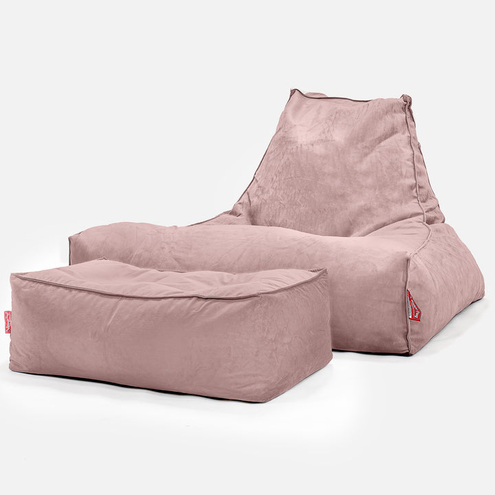 Soffa Lounge XXL Sittsäck - Sammet Rosa 02