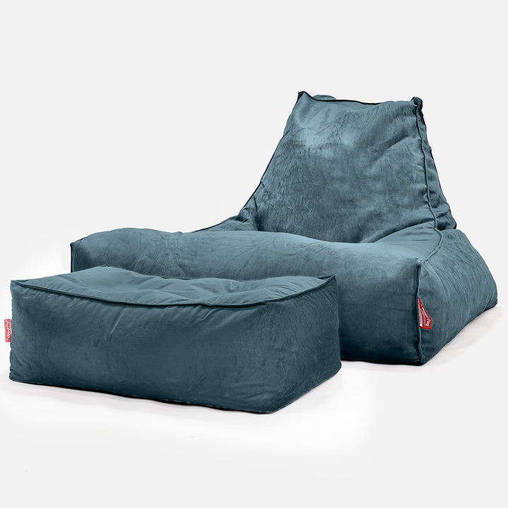 Soffa Lounge XXL Sittsäck - Sammet Teal 02