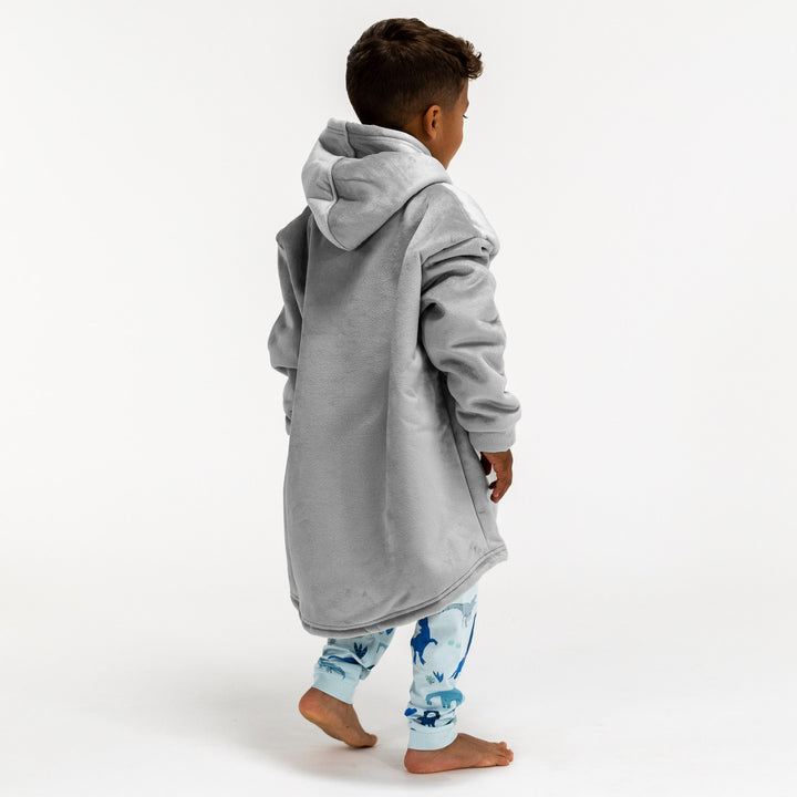 Oversized Hoodie-filt för Barn - Minky Grå 04